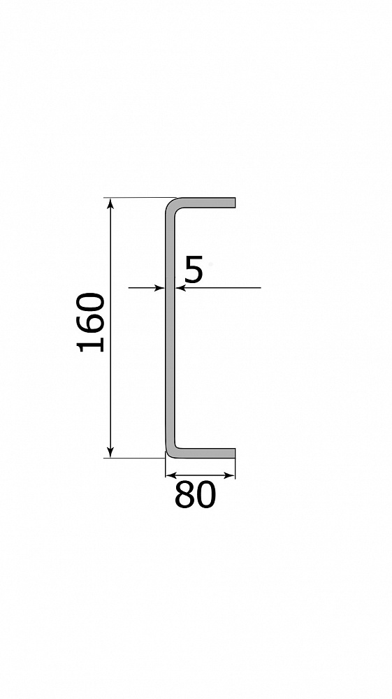 Швеллер гнутый 160x80x5 мм 12 м 