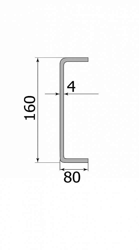 Швеллер гнутый 160x80x4 мм 12 м 